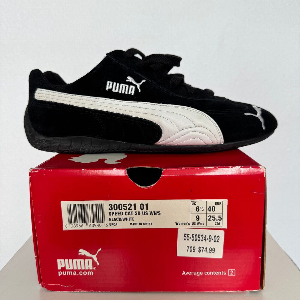 Vintage Y2K Puma Speed Cat SD Black White Suede Racing Sneakers Women’s 9